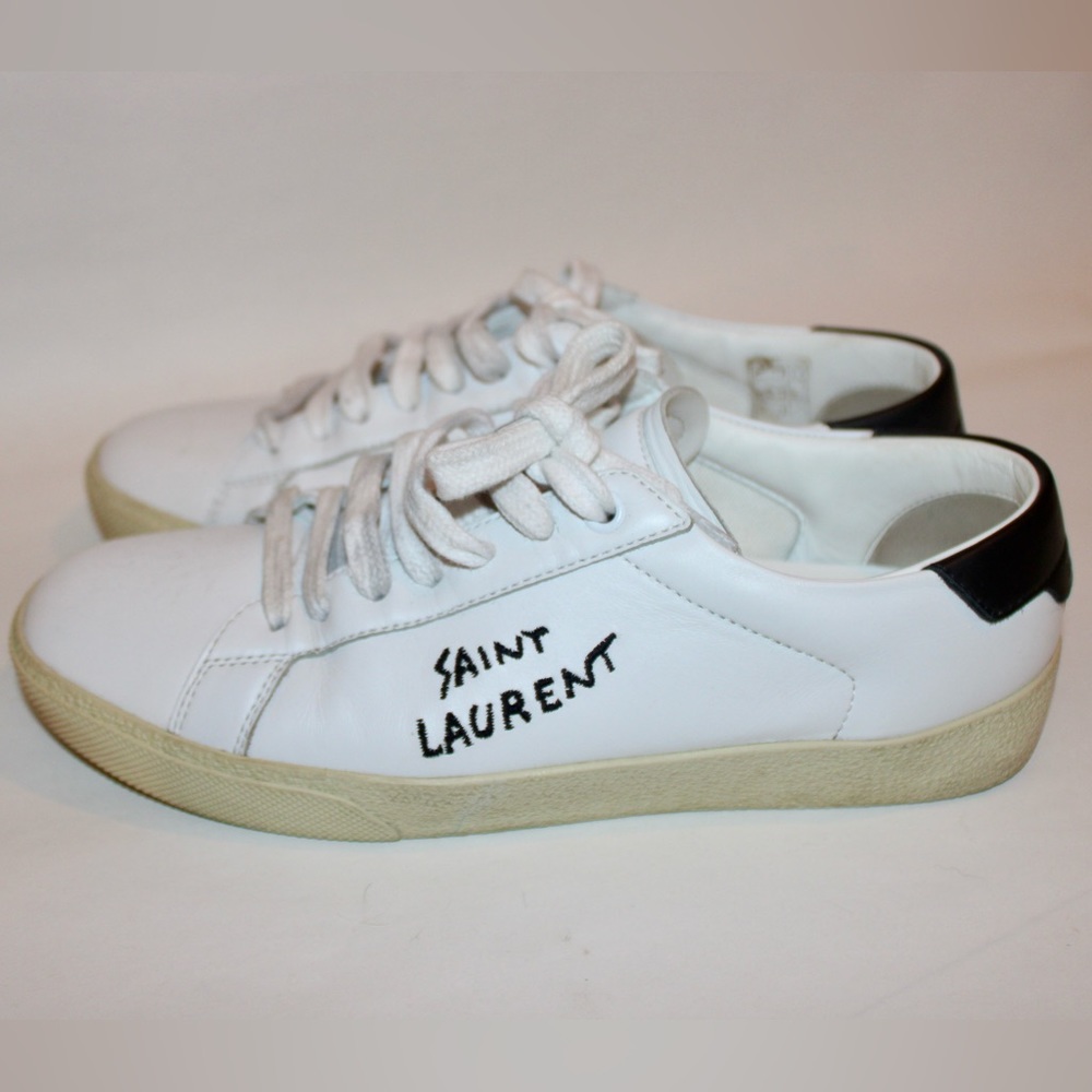 Saint Laurent Court Classic SL/06 Embroidered Sneakers In Smooth Leather EU:37.5